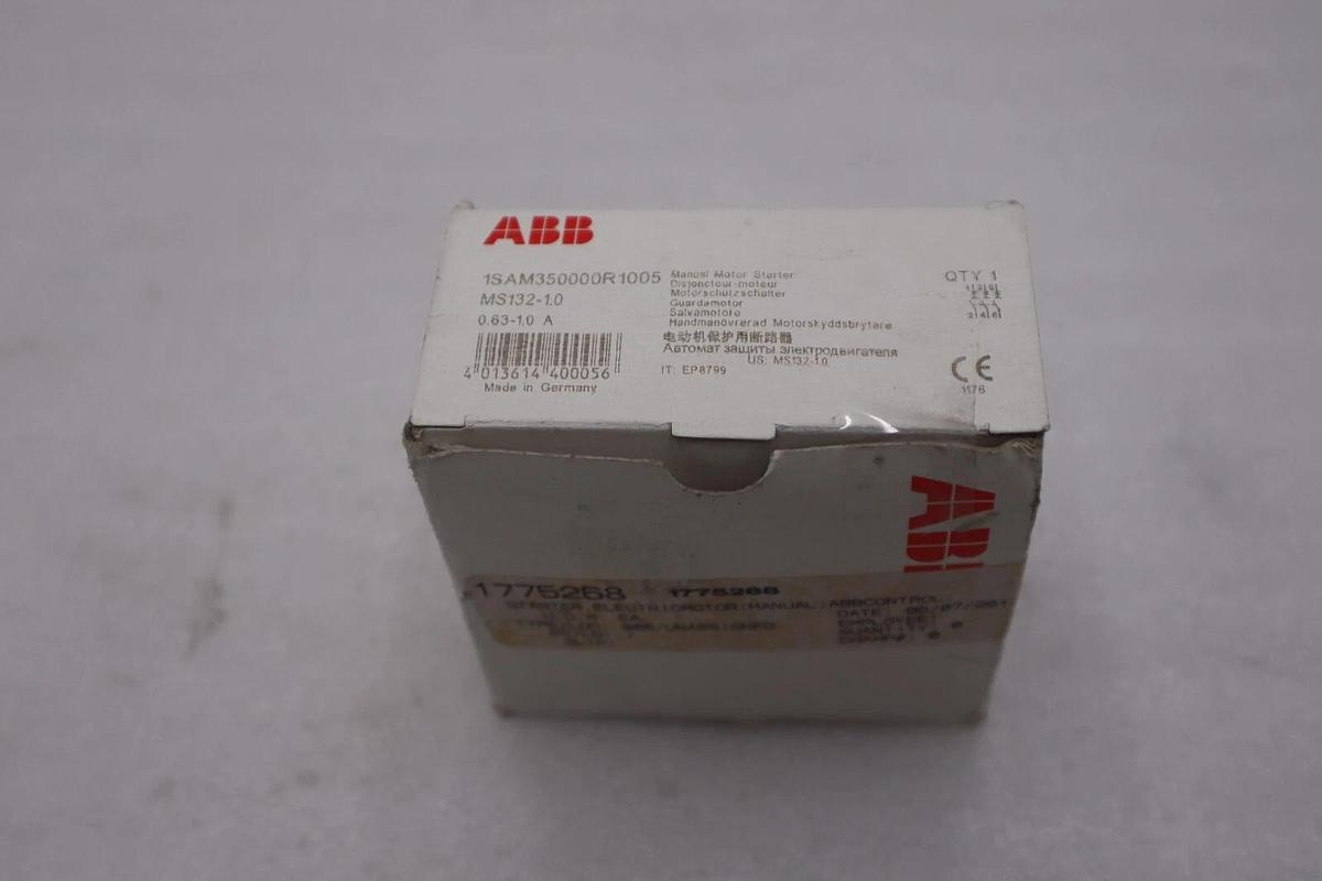 NEW OPEN BOX ABB MS132-1.0 - 1SAM350000R1005 - Manual Motor Starter STOCK H80A