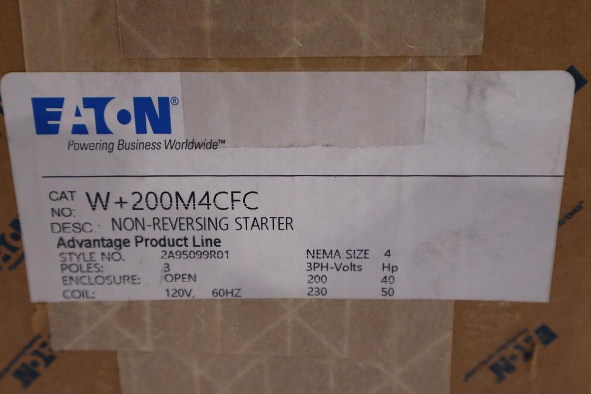 W+200M4CFC CUTLER HAMMER SIZE4 NON REVERSING STARTER 3 POLE NEW SEALED #G275