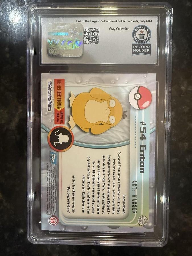 Used 1999 German Enton Psyduck Pokemon Topps Series 1 54 First Print CGC WORLD RECORD