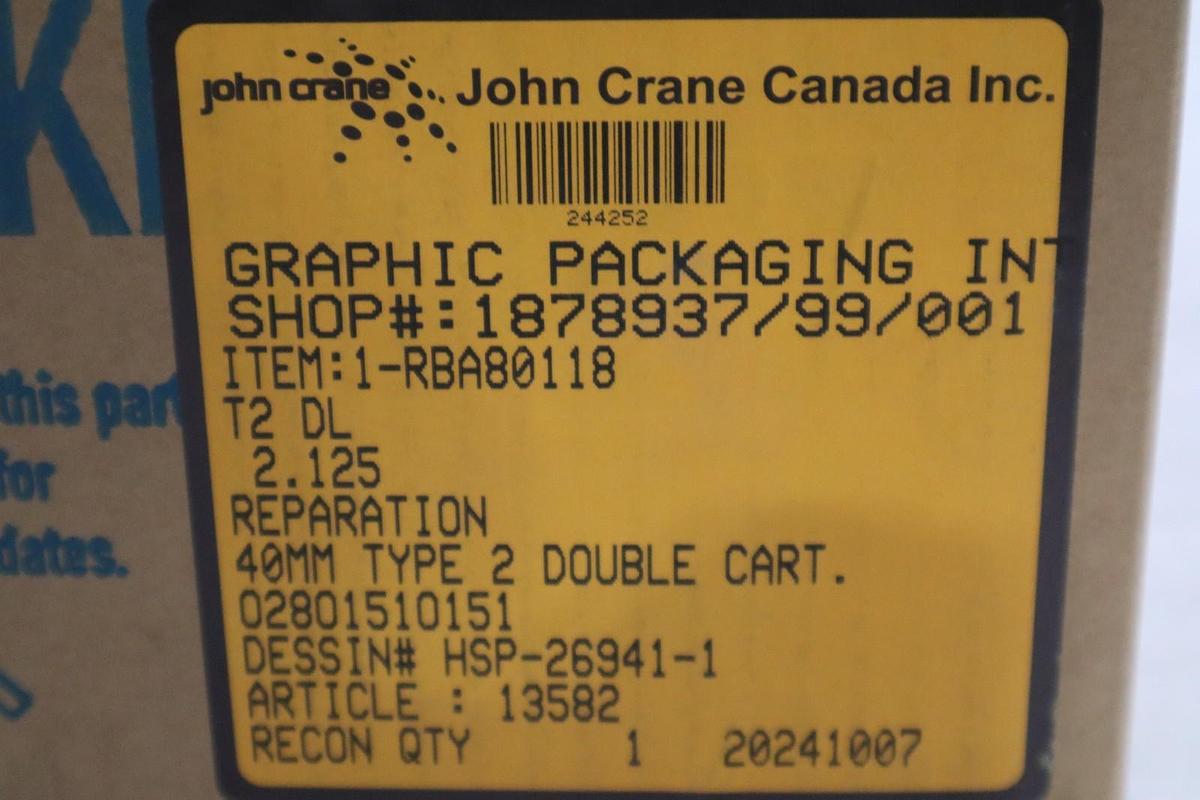 JOHN CRANE HSP-26941-1 40MM TYPE 2 DBL 2.125" - NEW - STOCK GF899