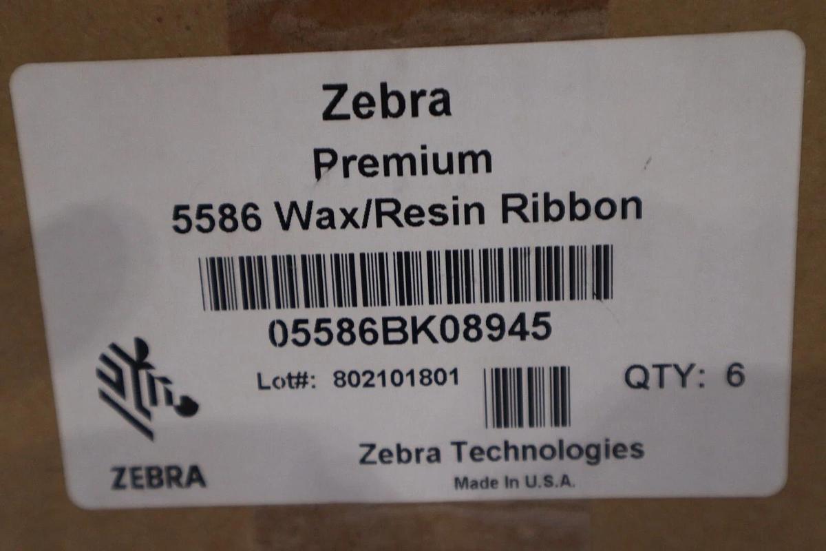 Used ZEBRA 05586bk08945 5586 WAX RESIN RIBBON BRAND NEW STOCK G531A