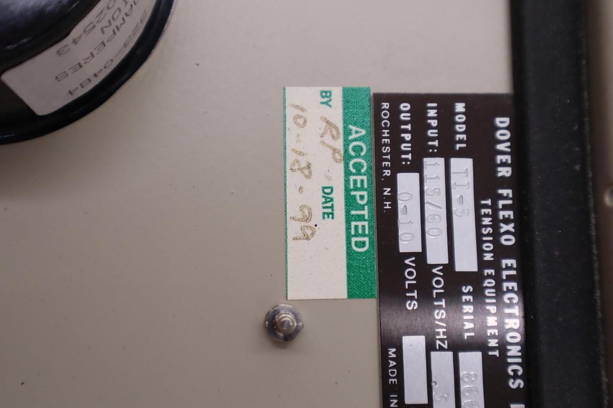 Used Dover Flexo Electronics Model T15 Carriage Idler Tension Indicator #4116