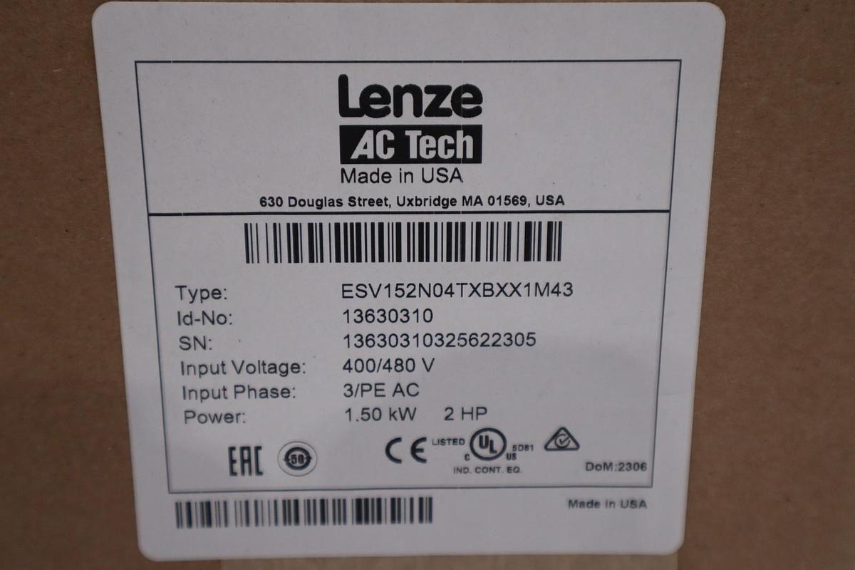 LENZE ESV152N04TXBXX1M43 2 HP AC TECH DRIVE NEW IN BOX STOCK GF-214