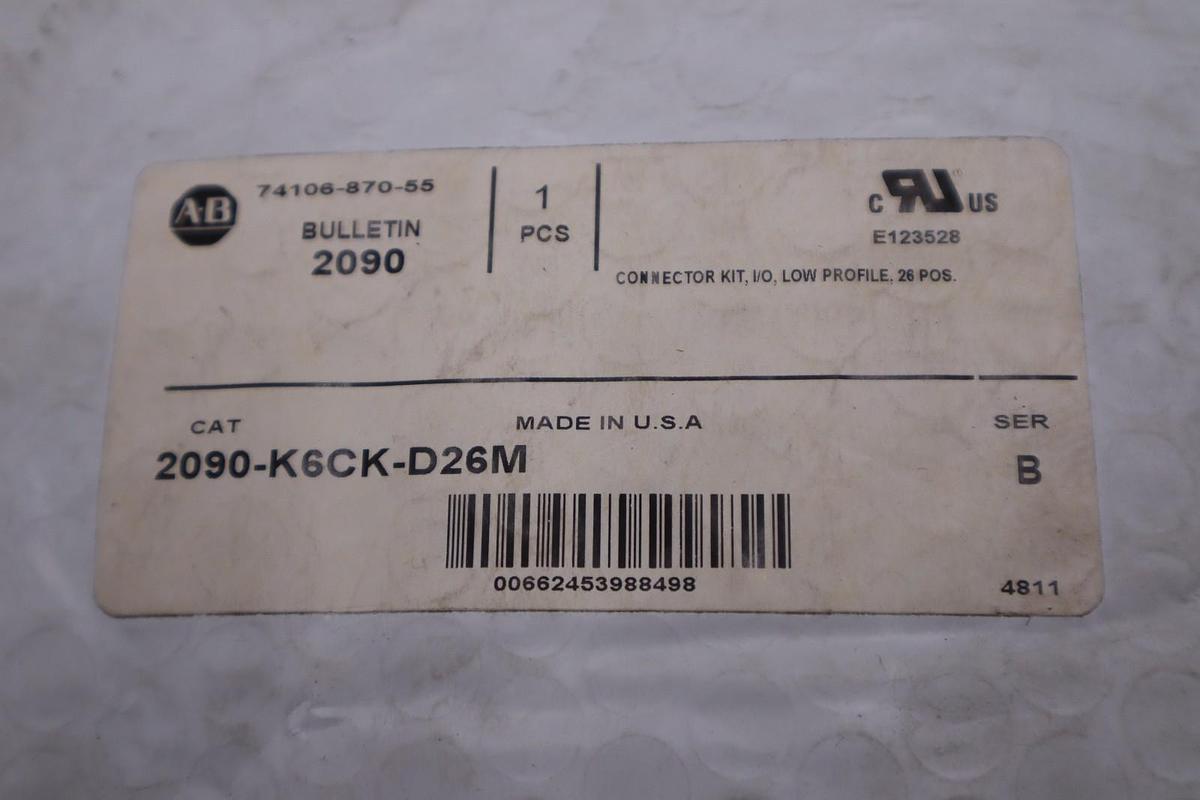 LOT OF 2 - ALLEN BRADLEY 2090-K6CK-D26M SER.B CONNECTOR - STOCK GF291A