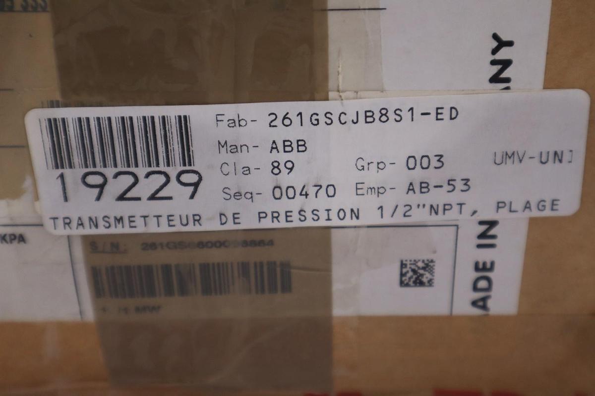 ABB 261GS CKBNS1 PRESSURE TRANSMITTER - STOCK SGF125