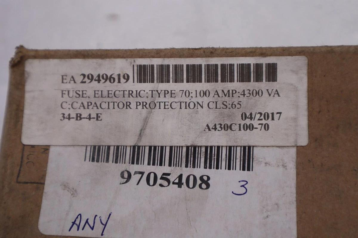 Used Mersen Electrical Power Medium Voltage Fuse A430C100-70 New Open Box Stock #3625