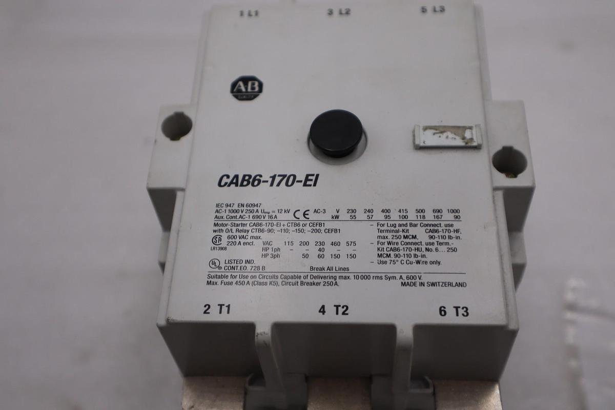 Used NEW OPEN BOX Allen-Bradley CAB6- 170-EI Contactor CAB6- 170-EI AB STOCK GF337