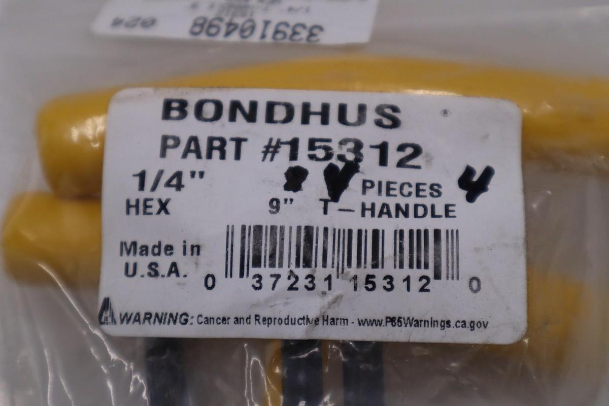 LOT OF 4 - Bondhus 15312 1/4" Hex Tip T-Handle with ProGuard Finish STOCK H1151A