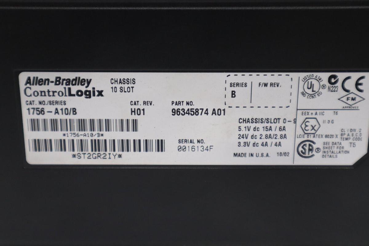 Used Allen-Bradley 1756-PA72/ 1756-A10 ControlLogix AC Power Supply STOCK 3993-A