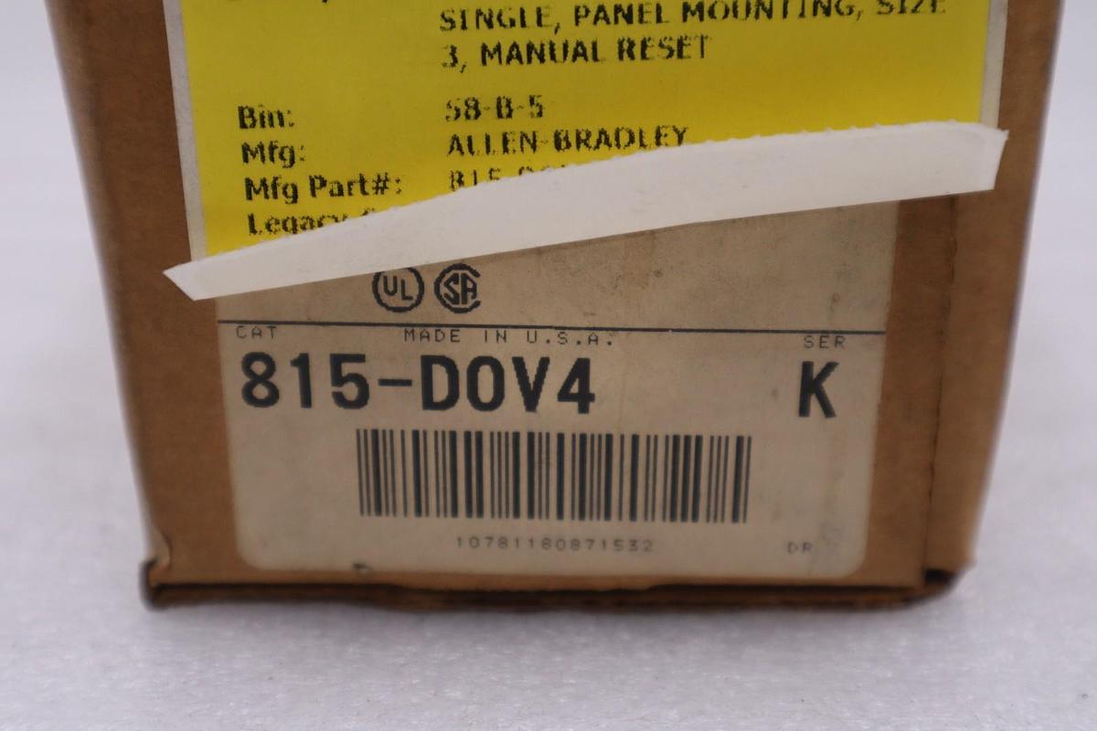 Allen Bradley 815-D0V4 Ser K Manual Size 3 Heater Overload Base - STOCK 5718CC