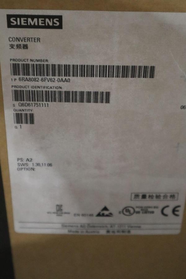 SINAMICS DCM DC CONVERTER 6RA8082-6FV62-0AA0 / 6RA80826FV620AA0 NEW STOCK GF225