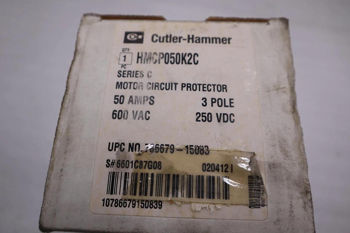 Cutler Hammer HMCP050K2C 600V 50A Series C Motor Circuit Protector STOCK 1389CC