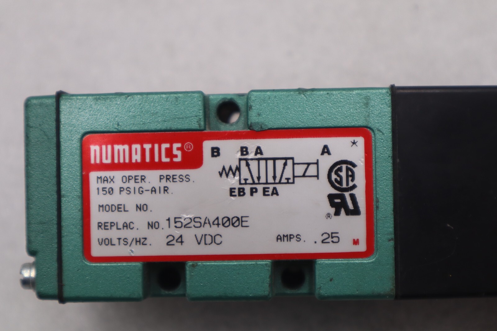 Used Numatics 225-372B Solenoid Air Control Valve 150 PSIG-AIR 24 VDC STOCK K-3816
