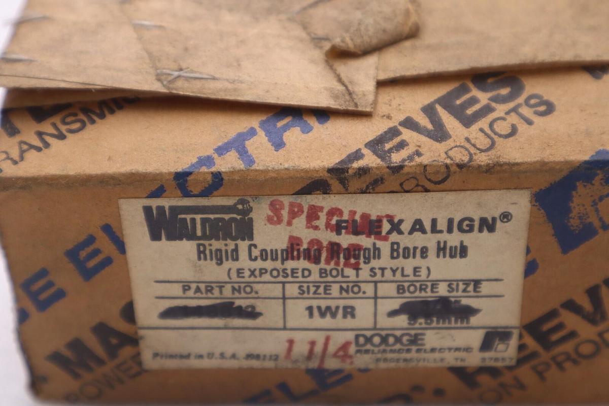 Used DODGE WALDRON FLEXALIGN 1WR XB 5/8" BORE RIGID COUPLING ROUGH HUB STOCK #B-895