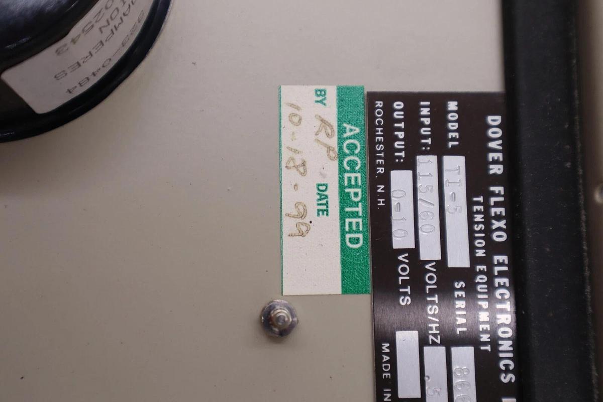 Used Dover Flexo Electronics Model T15 Carriage Idler Tension Indicator #4116