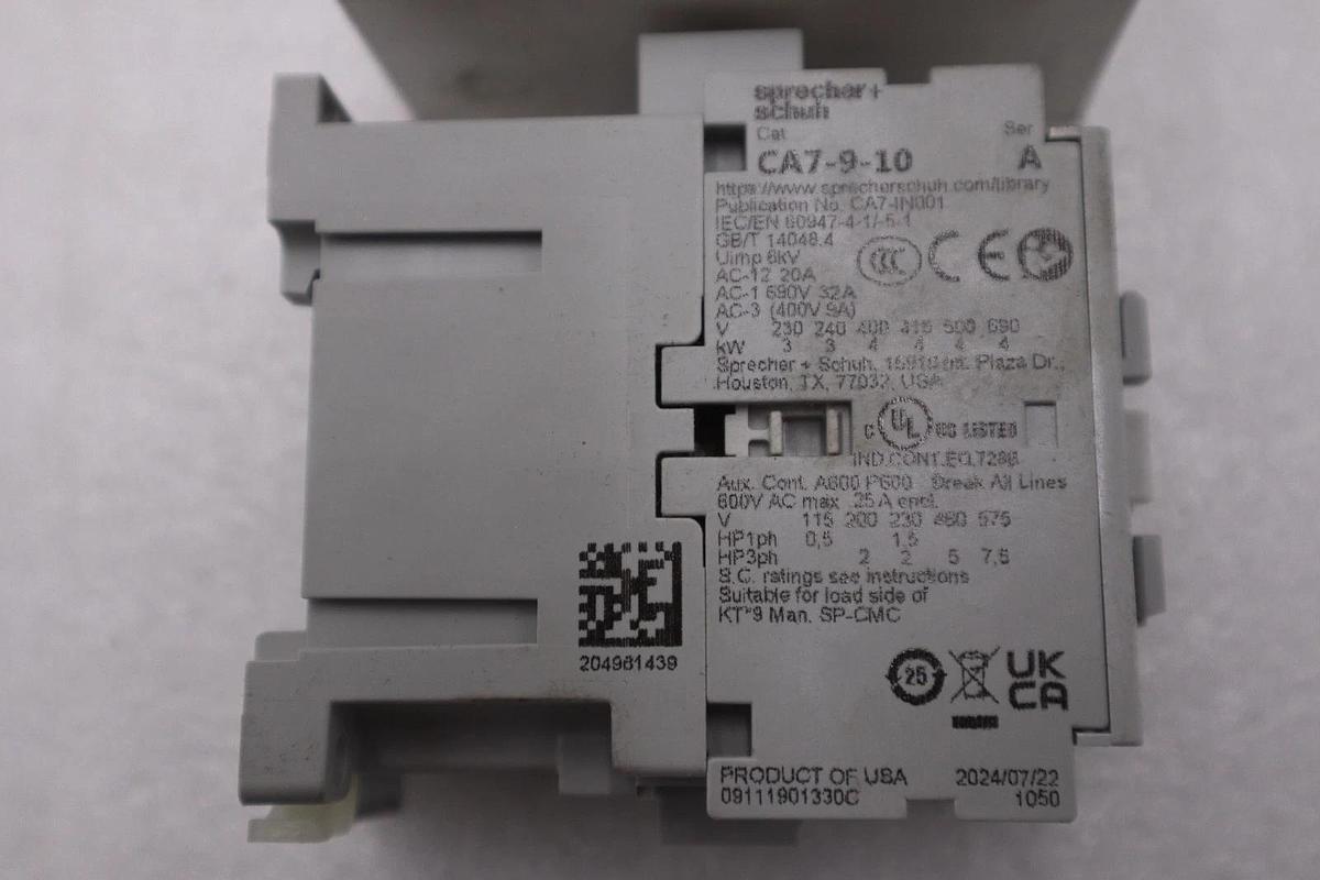 NEW OPEN BOX Sprecher & Schuh CA7-9-10 Contactor SERIES A STK K3263CC