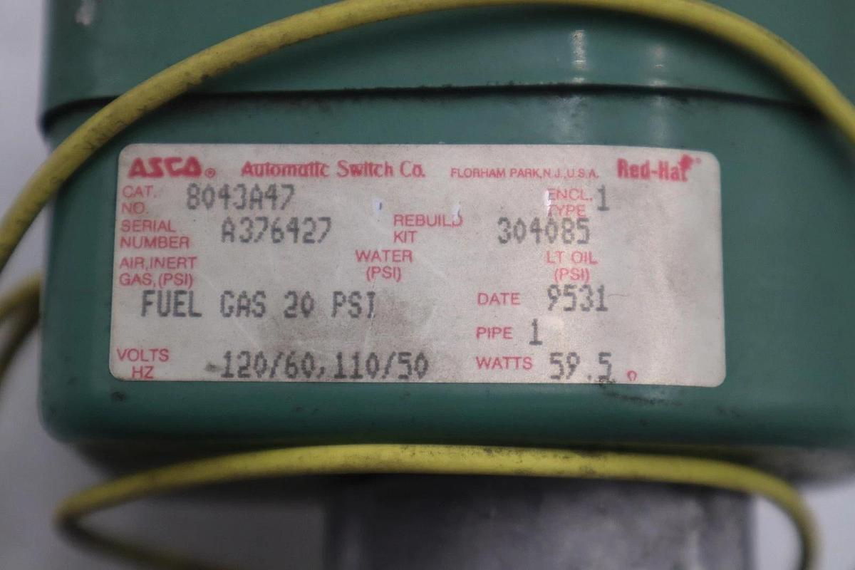 Asco 8043A47 Electric Solenoid  Valve Pipe Size 1" NPT Coil 120 VAC - STK CC169