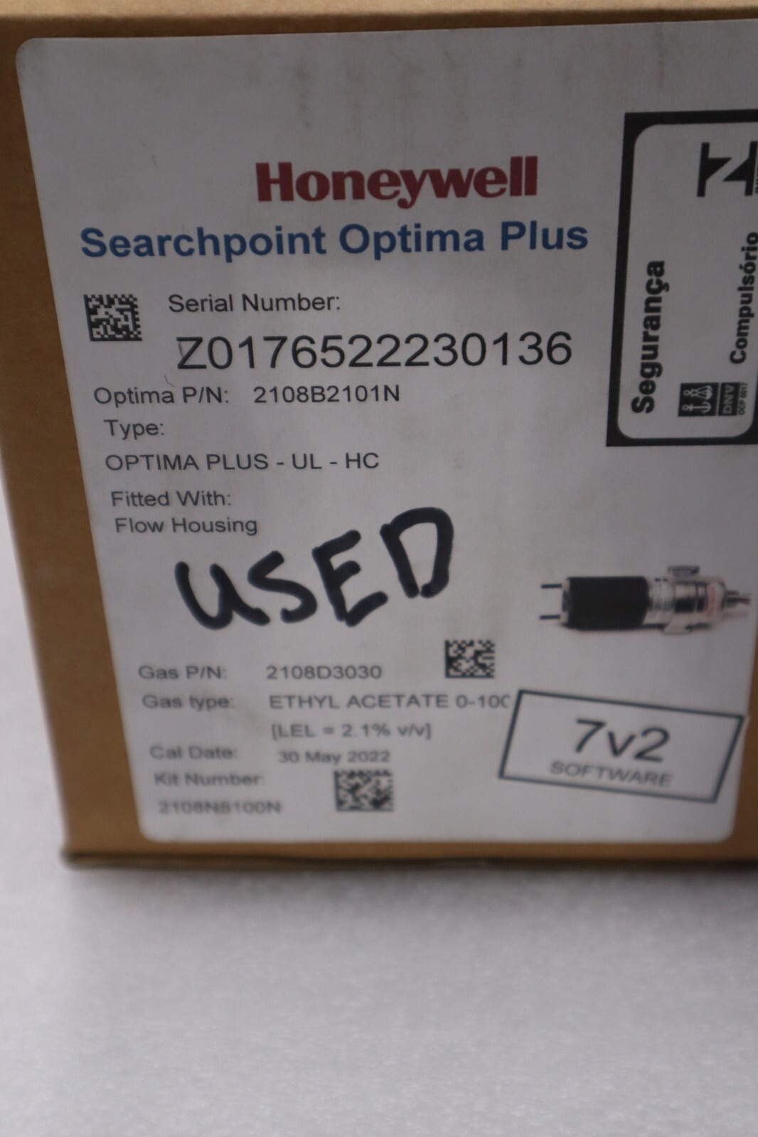 Used HONEYWELL BH17 0RZ UK PART 2108B SEARCHPOINT OPTIMA PLUS GAS DETECTOR STOCK 5286