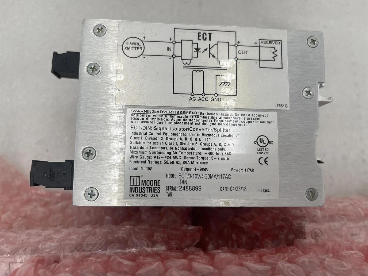 NEW Moore Industries ECT/0-10V/4-20MA/117AC SIGNAL ISOLATOR STOCK K-2127