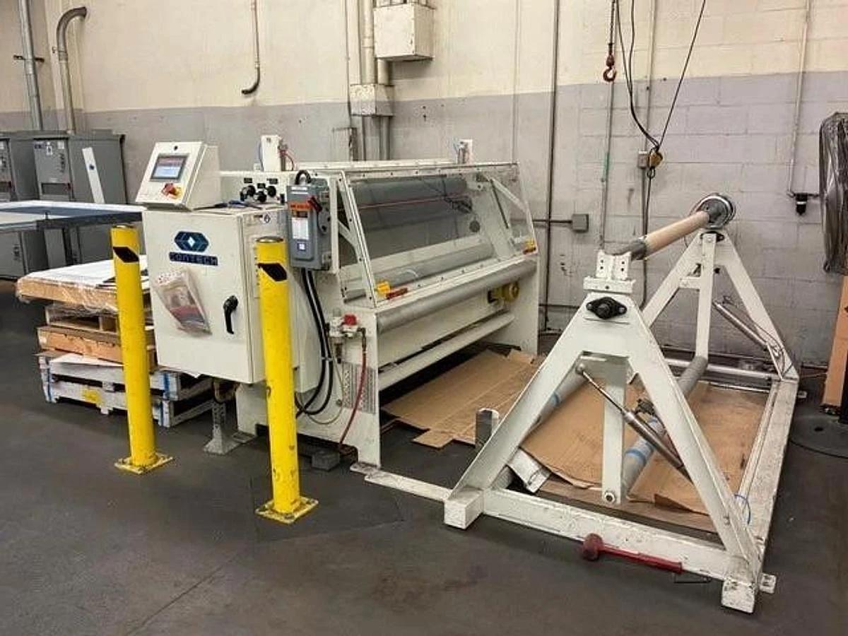 Used 74" WIDE CONTECH MODEL OS-74 SERVO SHEETER AUTOMATED ROLL CUTTER ALLEN BRADLEY