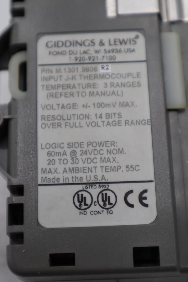 Used Giddings & Lewis M.1301.9806 R2 Input J-K Thermocouple Temperature STOCK 1484A