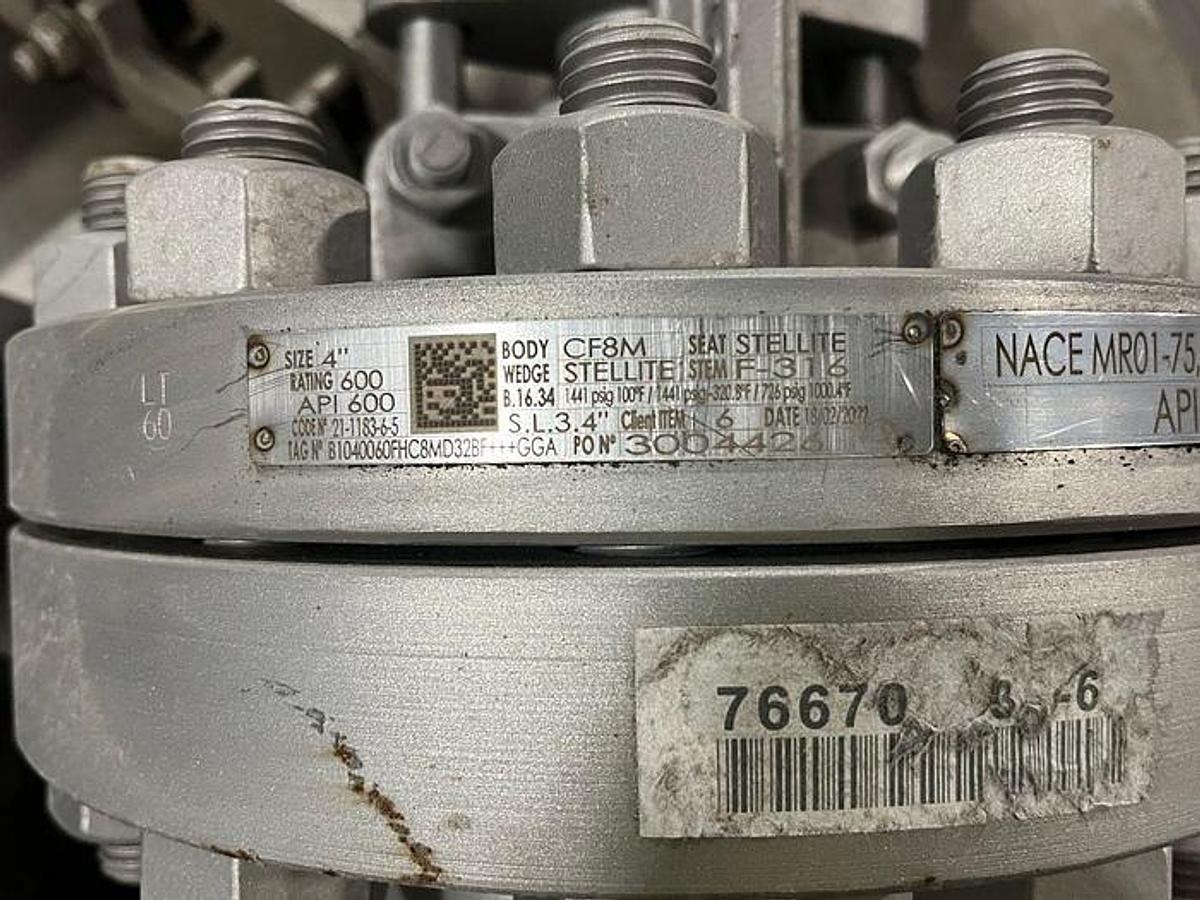 Used 4" VALVE RATING 600 CF8M MANUAL OPERATION (NEW SPARE)