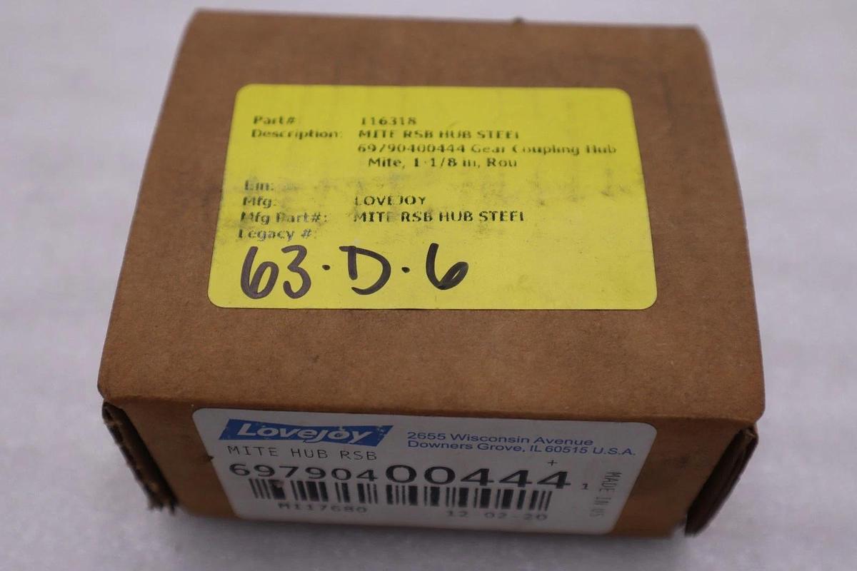 NEW OPEN BOX LOVEJOY 697904 00444 MITE HUB RSB STOCK 3004CC