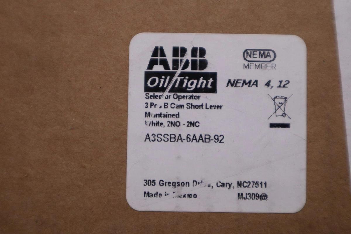 Used ABB A3SSBA-6AAB-92 OIL TIGHT NEMA 4, 12 2NO - 2NC - STOCK GF217
