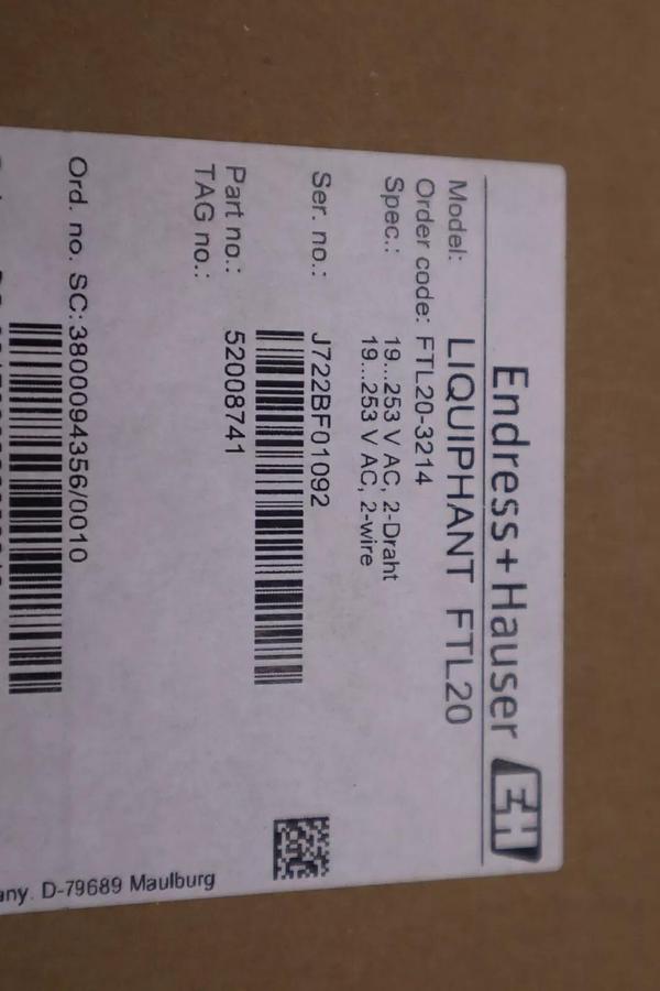 Used NEW ENDRESS & HAUSER FTL20-3214 LIQUIPHANT FTL20 STOCK G237