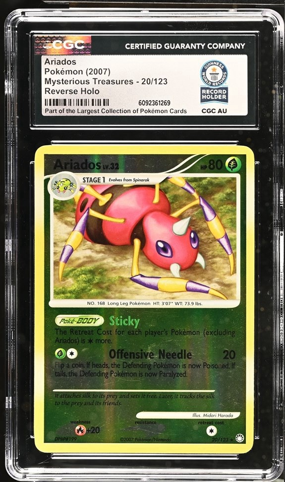 Used Pokemon Ariados #20/123 Mysterious Treasures Reverse Holo 2007 CGC WORLD RECORD