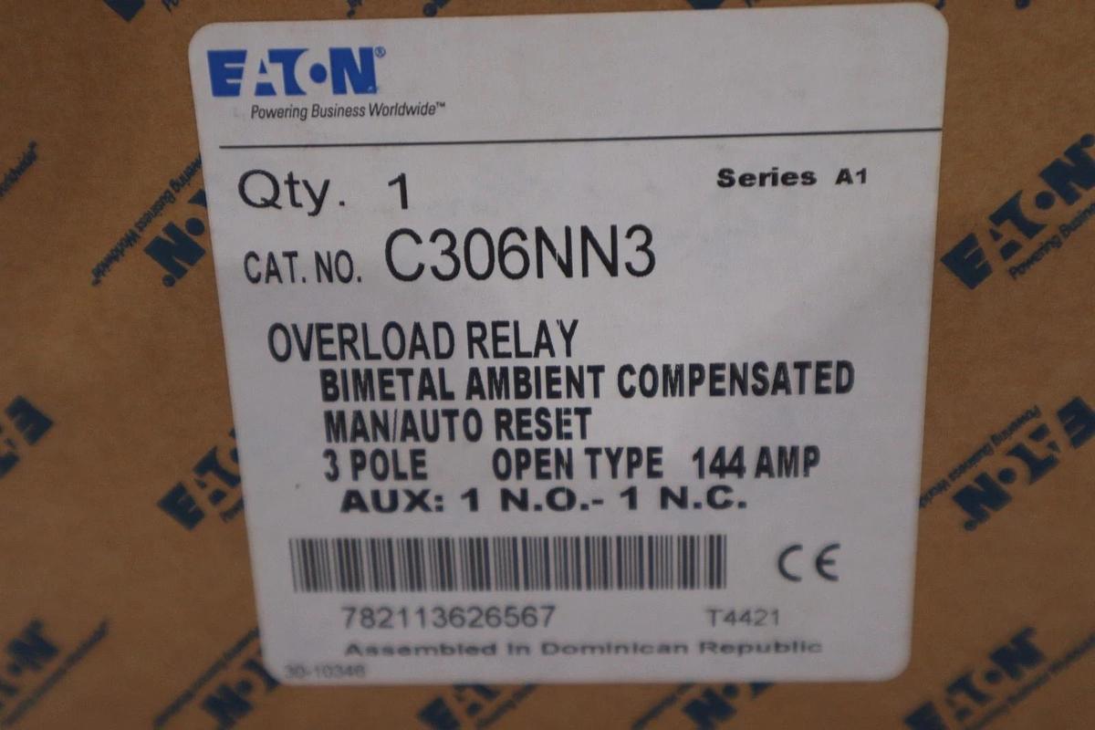 NEW OPEN BOX Eaton Cutler Hammer C306NN3 Overload Relay 3-Pole STK SGF139