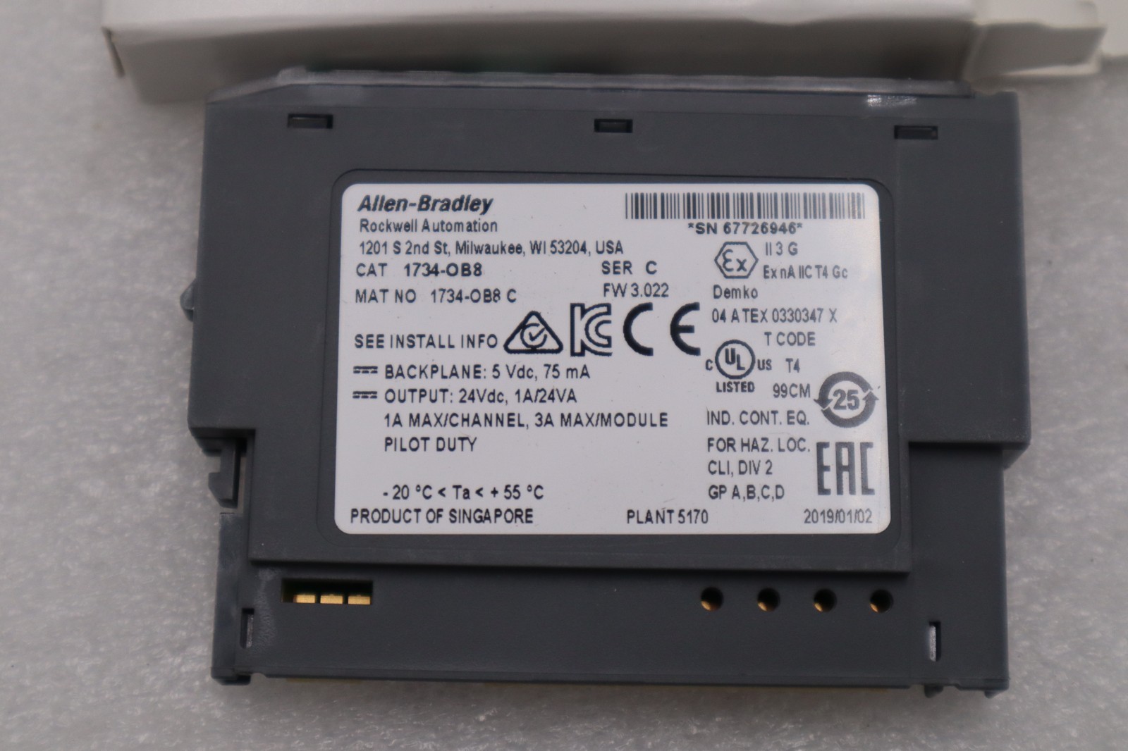 Allen Bradley 1734-OB8S Point I/O Safety Output Module STOCK H1036A