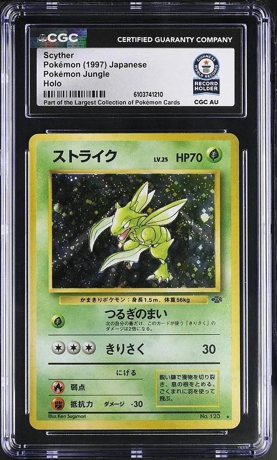 Used 1997 Pokemon Pocket Monsters Jungle Scyther #123 Japanese Holo CGC WORLD RECORD