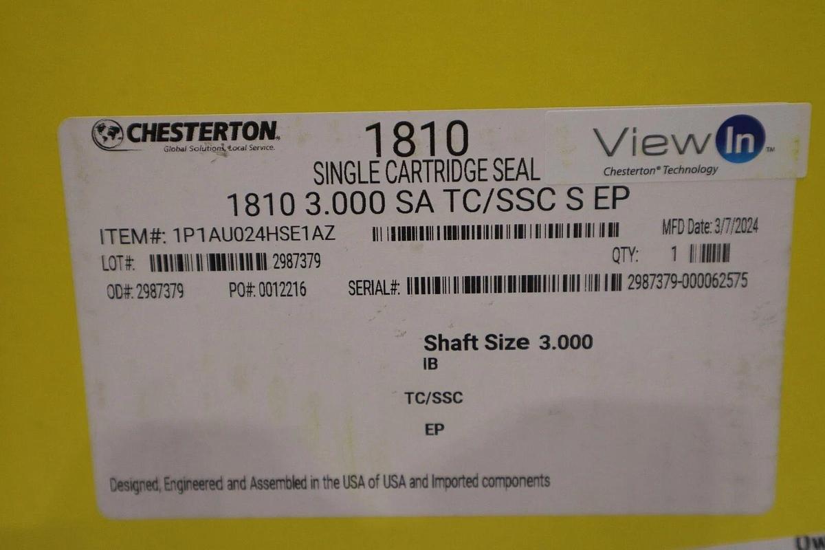 Used NEW Chesterton 1810-3.000 Single Cartridge Seal 3inch SA TC/SSC S EP STOCK 1443B
