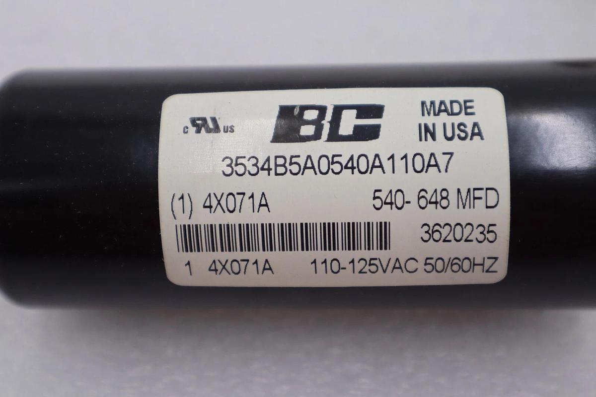 BC 4X071A 540-648 MFD 110-125VAC CAPACITOR STOCK #K-2330