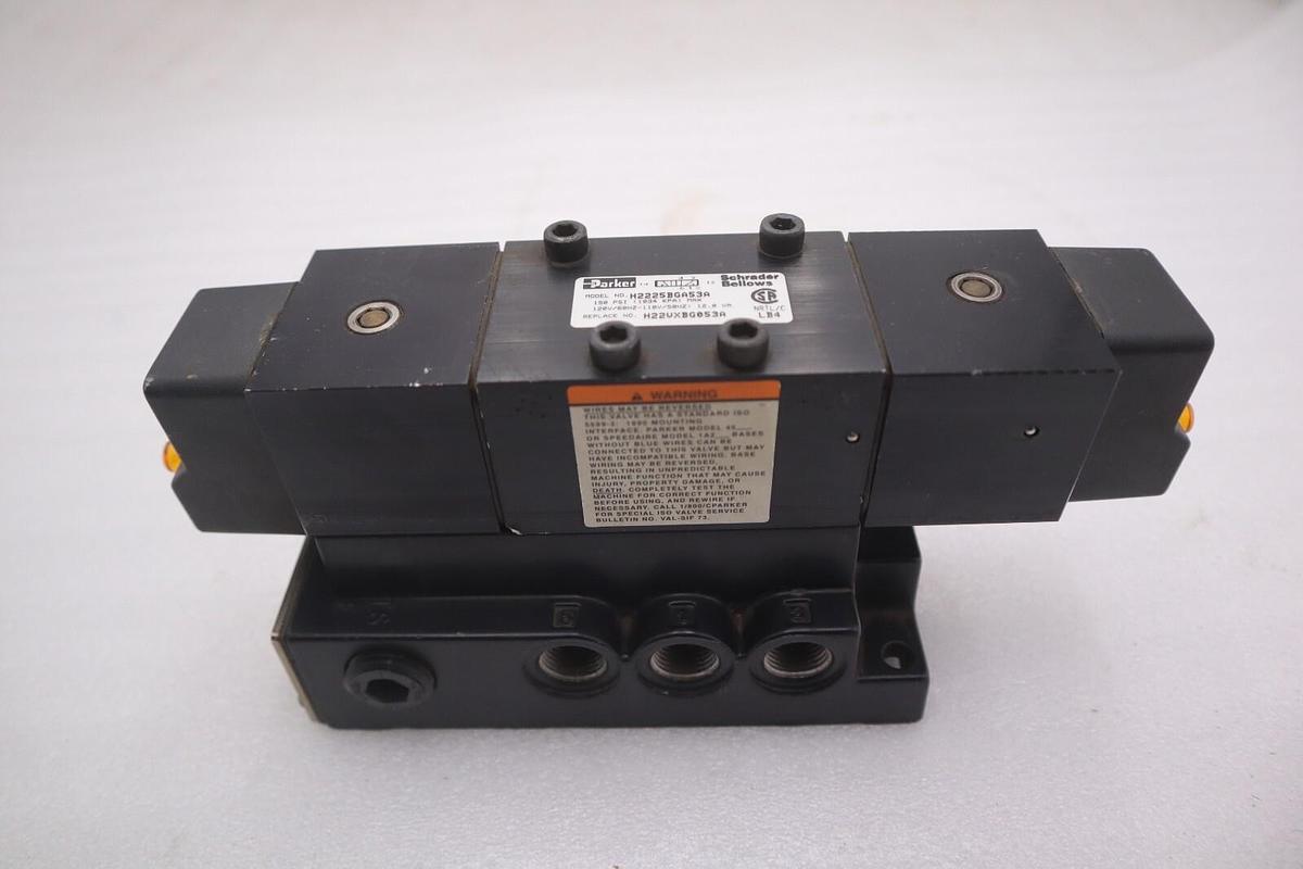 Used PARKER H22VXBG053A/ H2225BGA53A VALVE 150 PSI 120V/60HZ-110V/50HZ STOCK K-3682