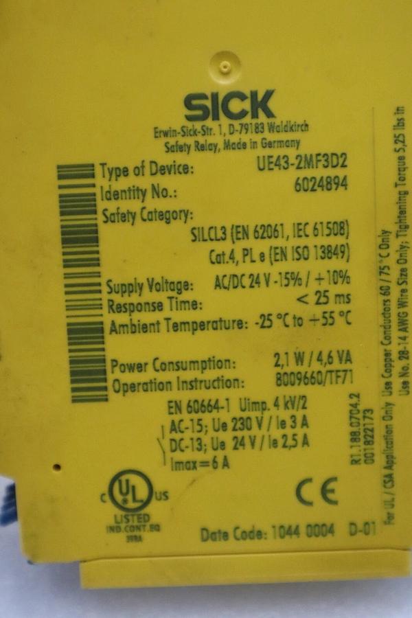 Used SICK UE 43-2MF3D2 Safety Relay 6024894 STOCK K-391-D