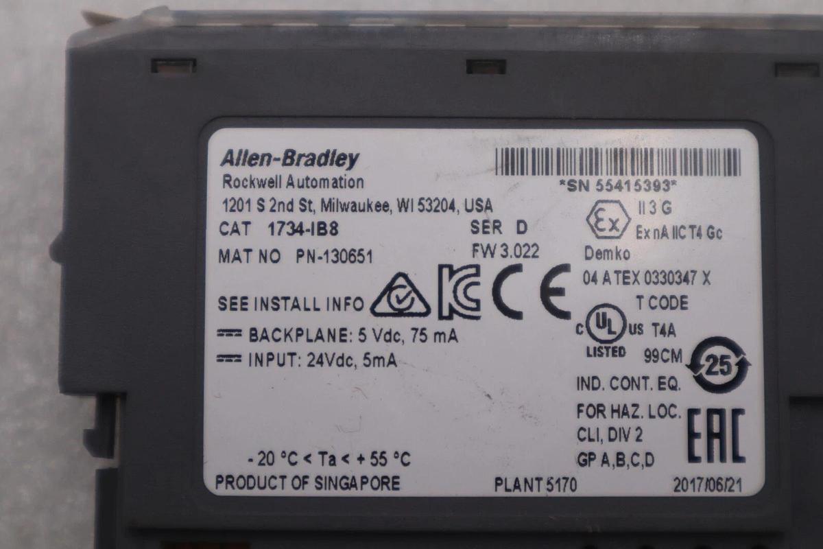 Used Allen Bradley 1734-IB8 Input Module Ser D (8 Available) Stock K-3287