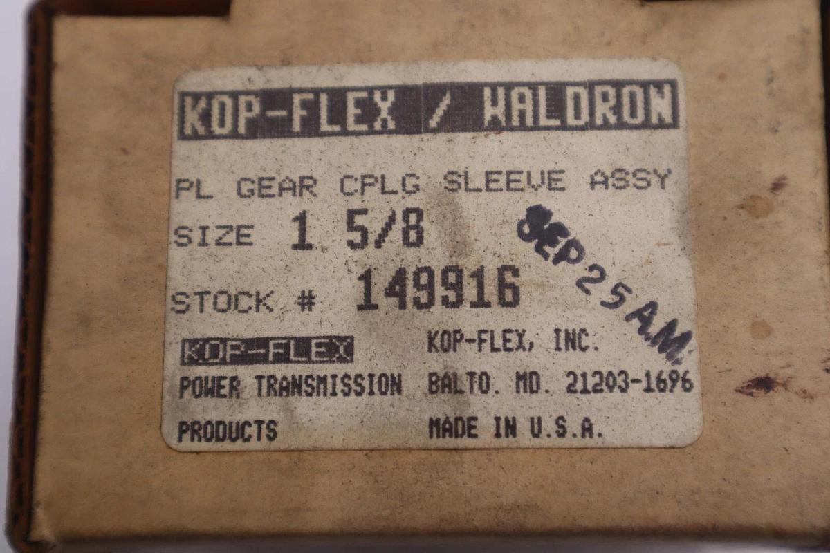 Kop-Flex 1 5/8 PL Gear CPLG SLEEVE ASSY #149916 STOCK B-1089