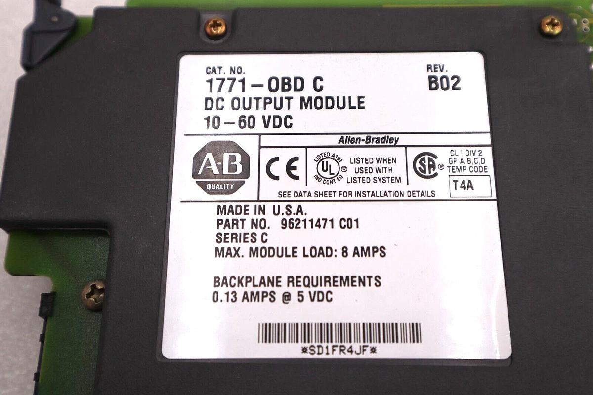 Used ALLEN BRADLEY 1771-OBD/C REV B02 DC OUTPUT MODULE 10-60 VDC STOCK #1795