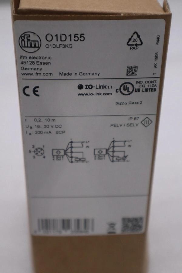 Used IFM ELECTRONIC O1DLF3KG PHOTOELECTRIC DISTANCE SENSOR (O1D155) NEW STOCK G425A