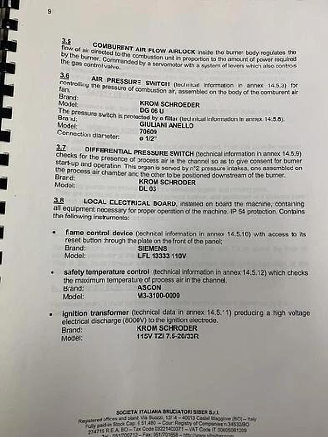 Used SIB SIBER MODEL 220 BURNER #2