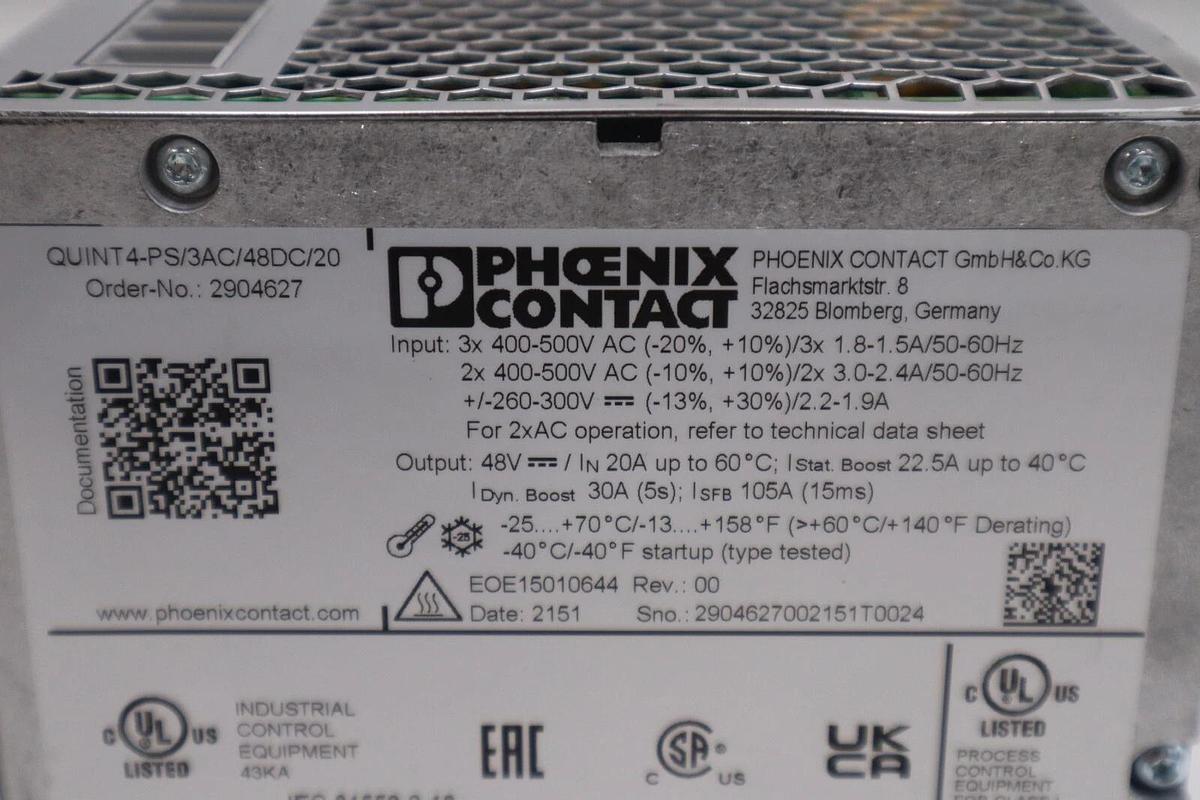 NEW NO BOX Phoenix Contact QUINT4-PS/3AC/48DC/20 POWER SUPPLY STOCK H144A