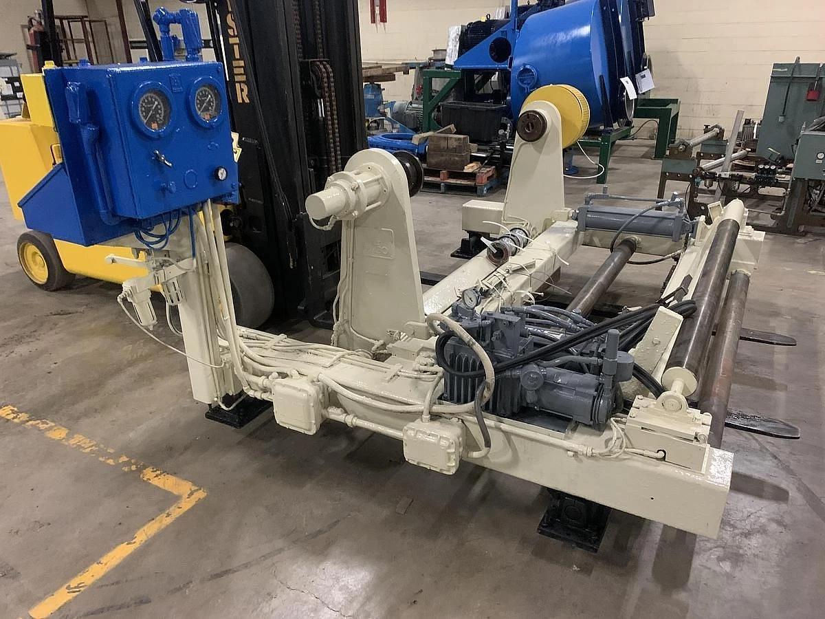 Used LEMBO 60" WIDE SHAFTLESS FLOOR PICK UP 50" DIA. UNWIND STAND BACKSTAND