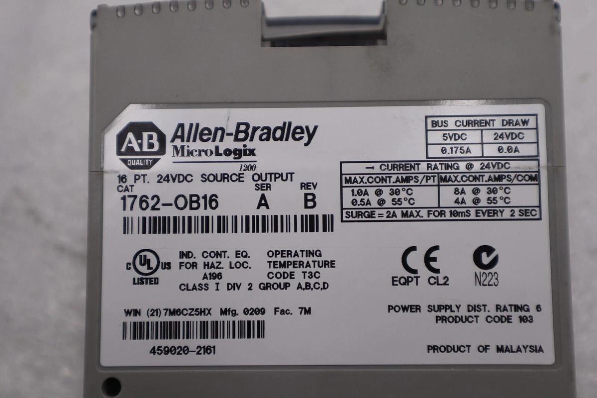 Used Allen Bradley 1762-OB16 OUTPUT MODULE MICROLOGIX 1200 STOCK L-490C