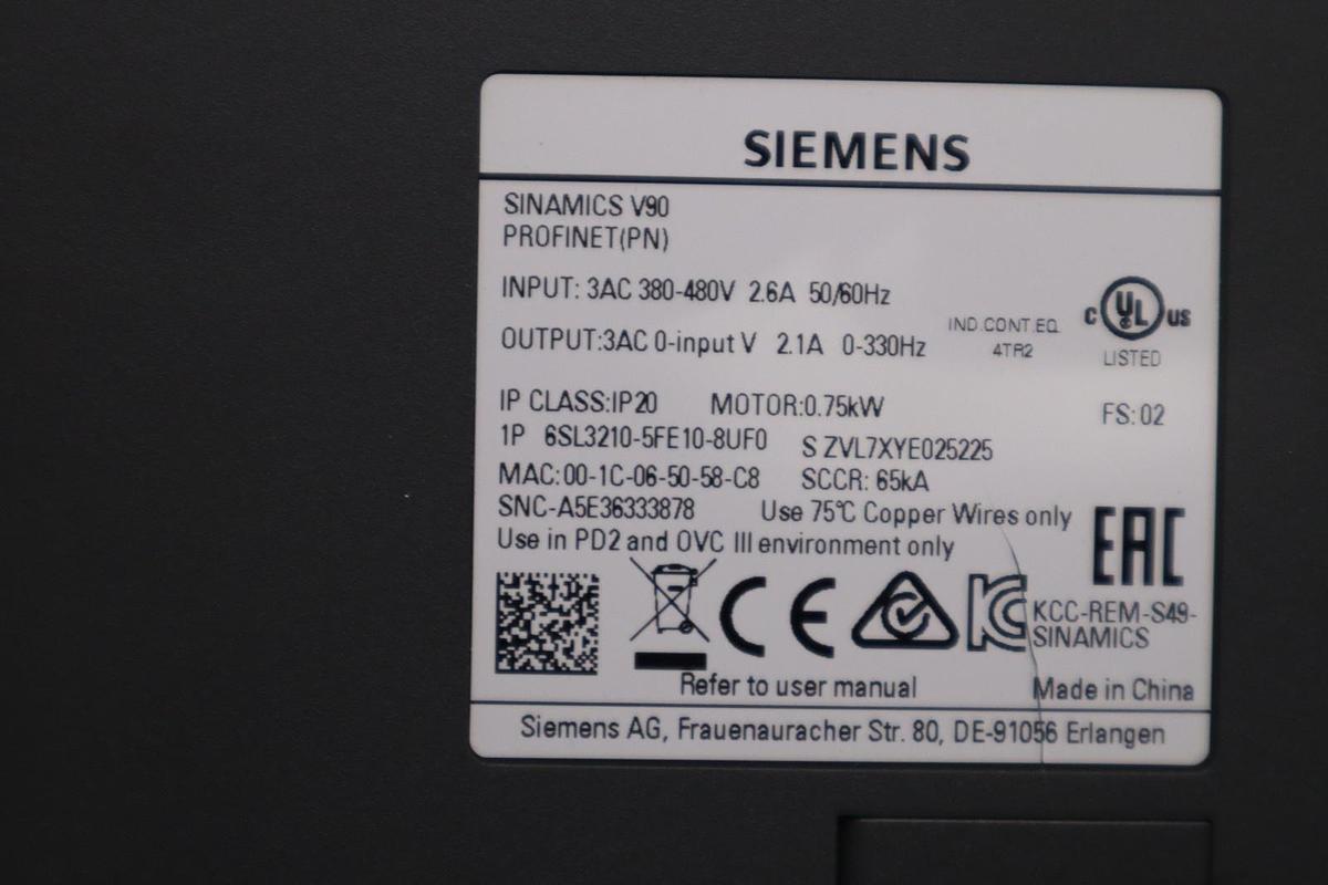 Used SIEMENS 6SL3210-5FE10-8UF0 / 6SL32105FE108UF0 -STOCK H811C
