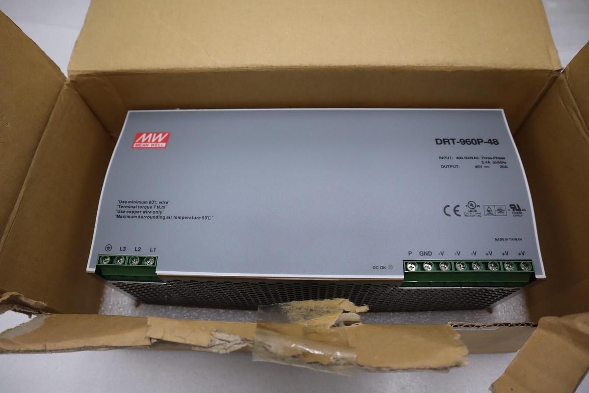 Used NEW Meanwell DRT-960P-48 3 PHASE 400-500 VAC 2.4A 50/60 Hz Power Supply #H130