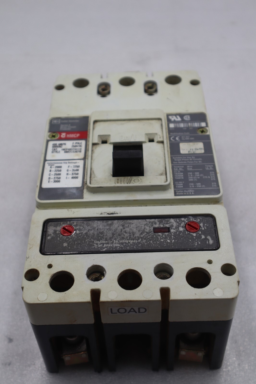 Used CUTLER-HAMMER HM2P400X5WS10 MOTOR CIRCUIT PROTECTOR SERIES C STOCK #3207