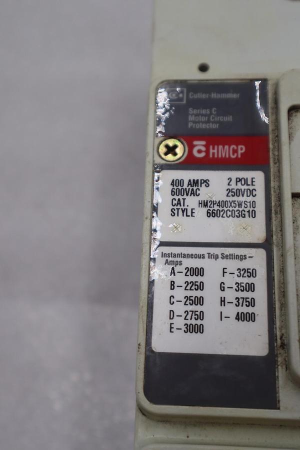 Used CUTLER-HAMMER HM2P400X5WS10 MOTOR CIRCUIT PROTECTOR SERIES C STOCK #3207