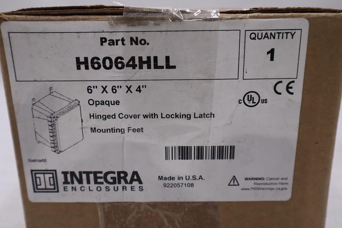 NEW INTEGRA ENCLOSURES H6064HLL ENCLOSURE WITH HINGE OPAQUE STOCK H146